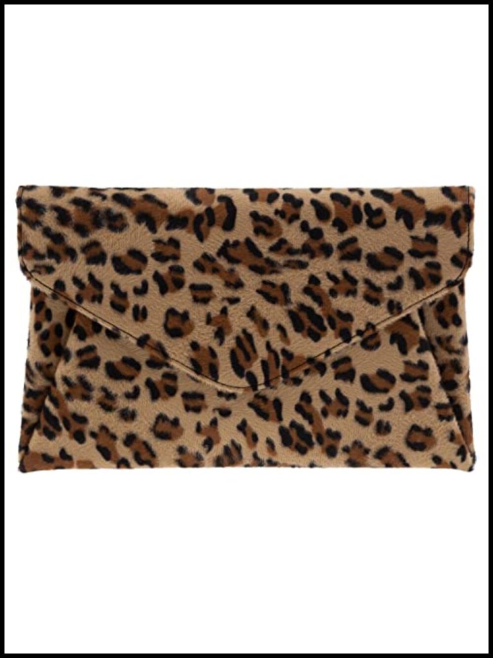 Faux Fur Leopard Clutch with Chain Strap Evening Bag